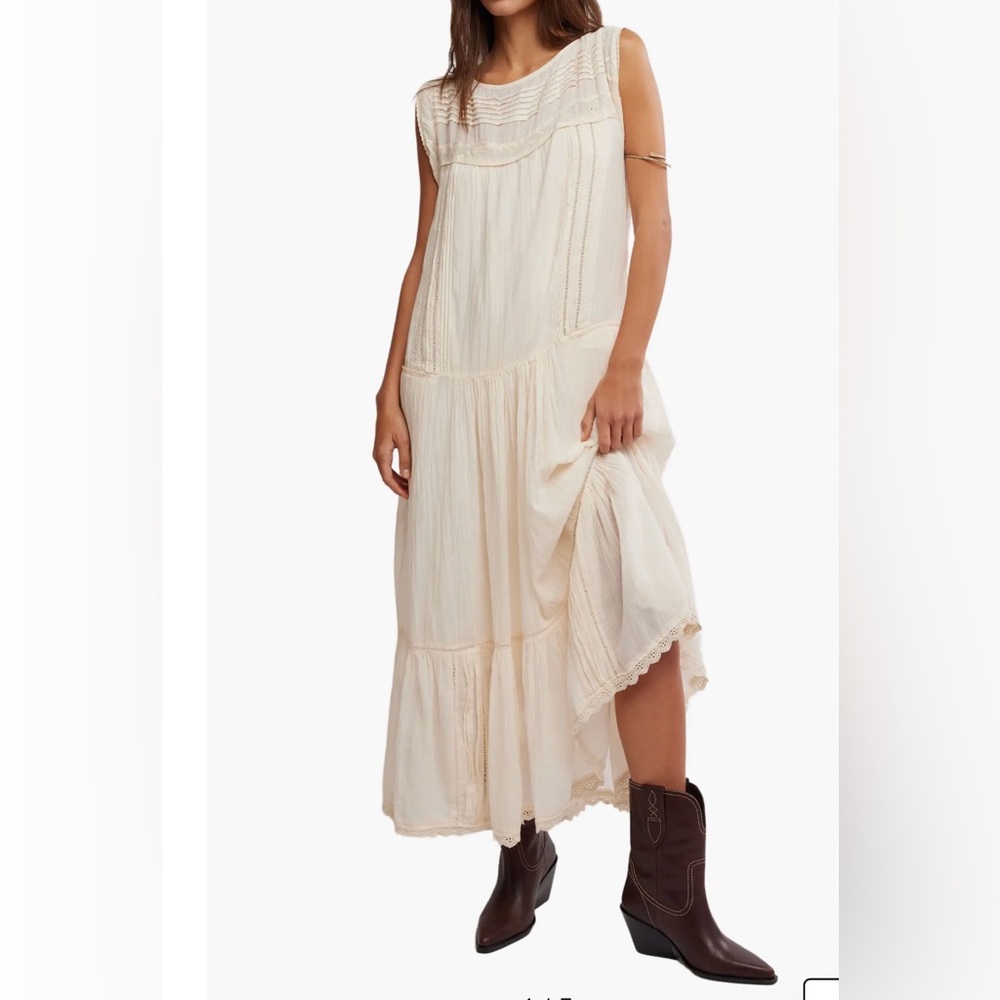 Free People Sleeveless Tiered Maxi Dress in Cream